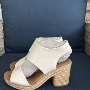 Toms Cream Espadrille Wedge Sandals